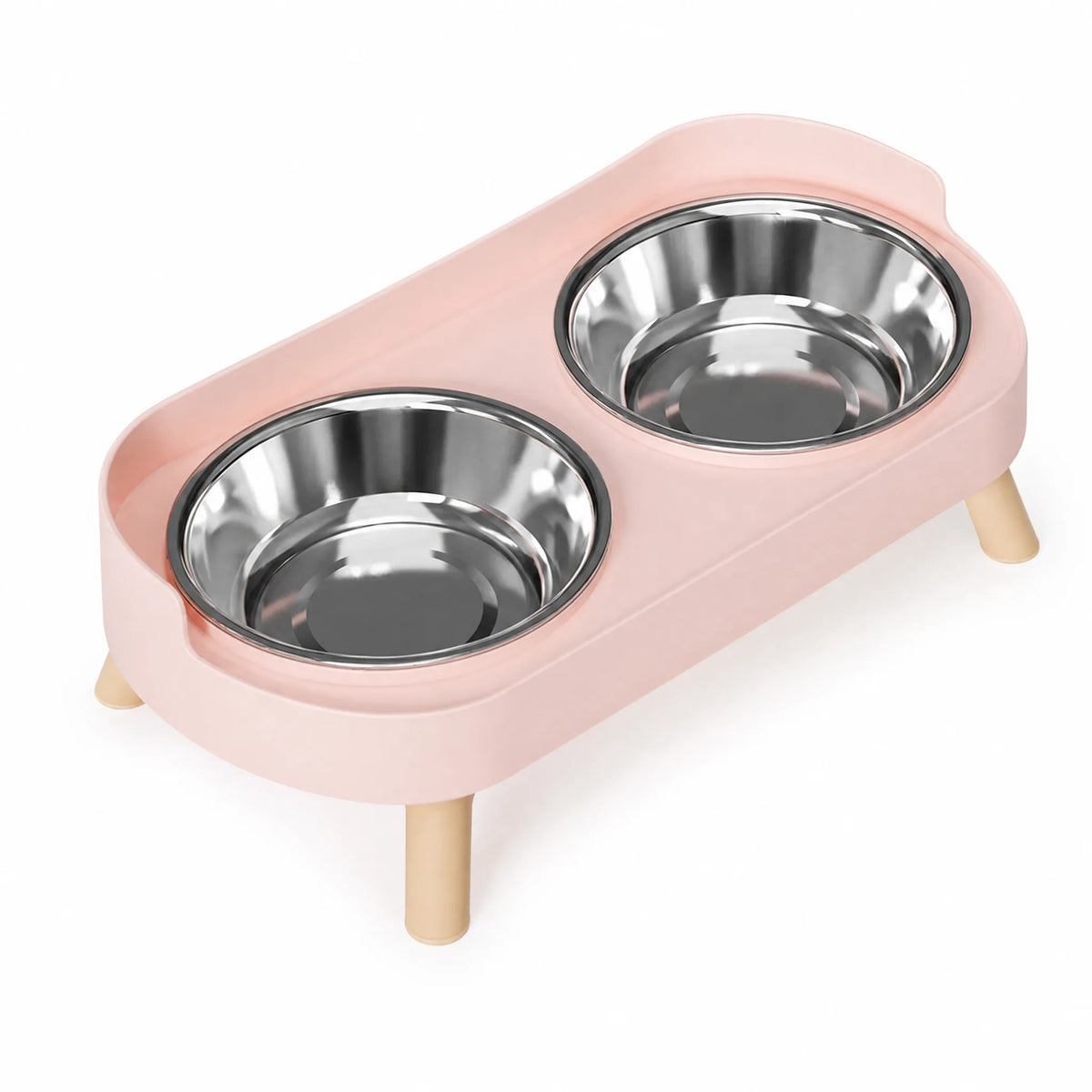 Ciotola rialzata cane rosa inox con supporto collo