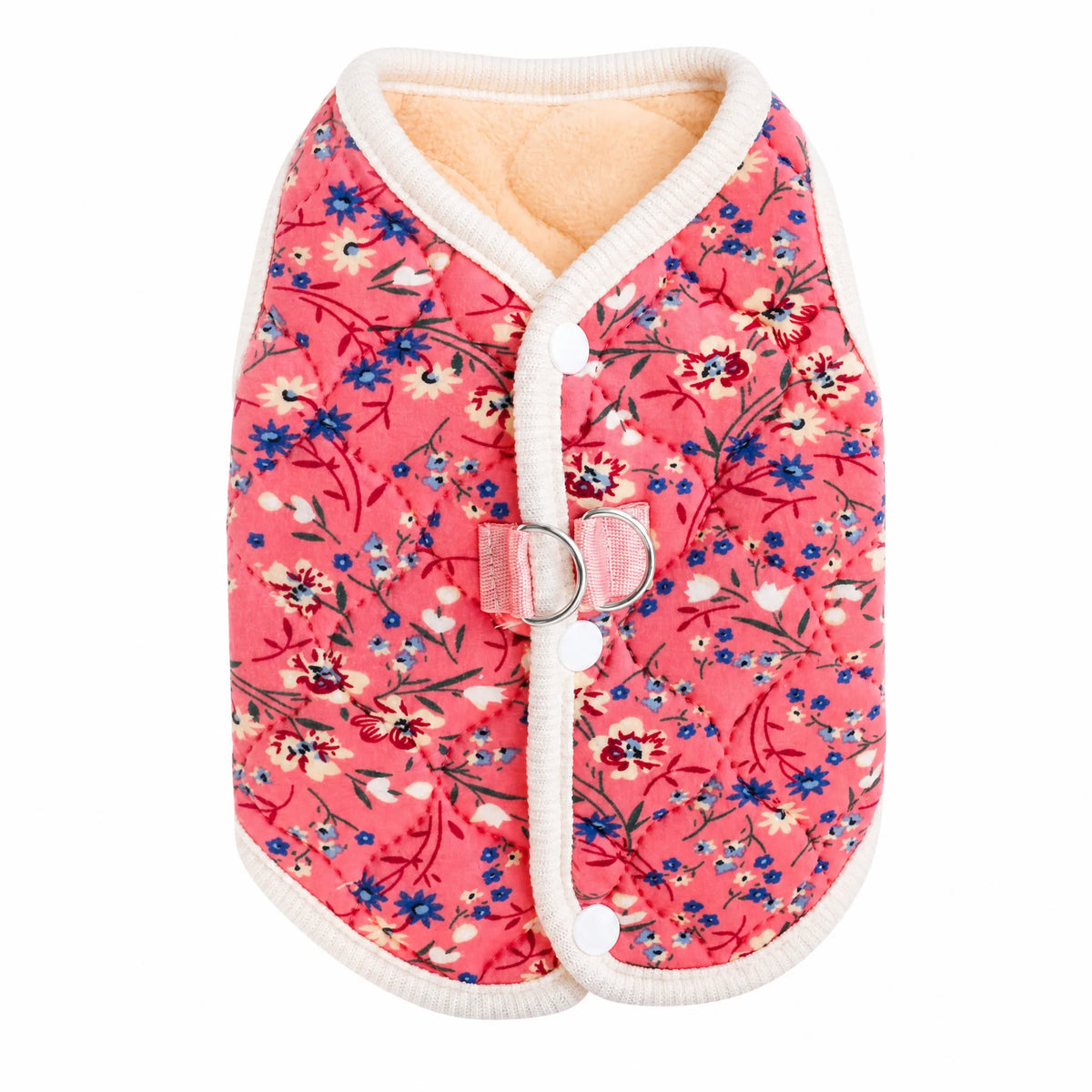Cappottino cane floreale rosa su bianco