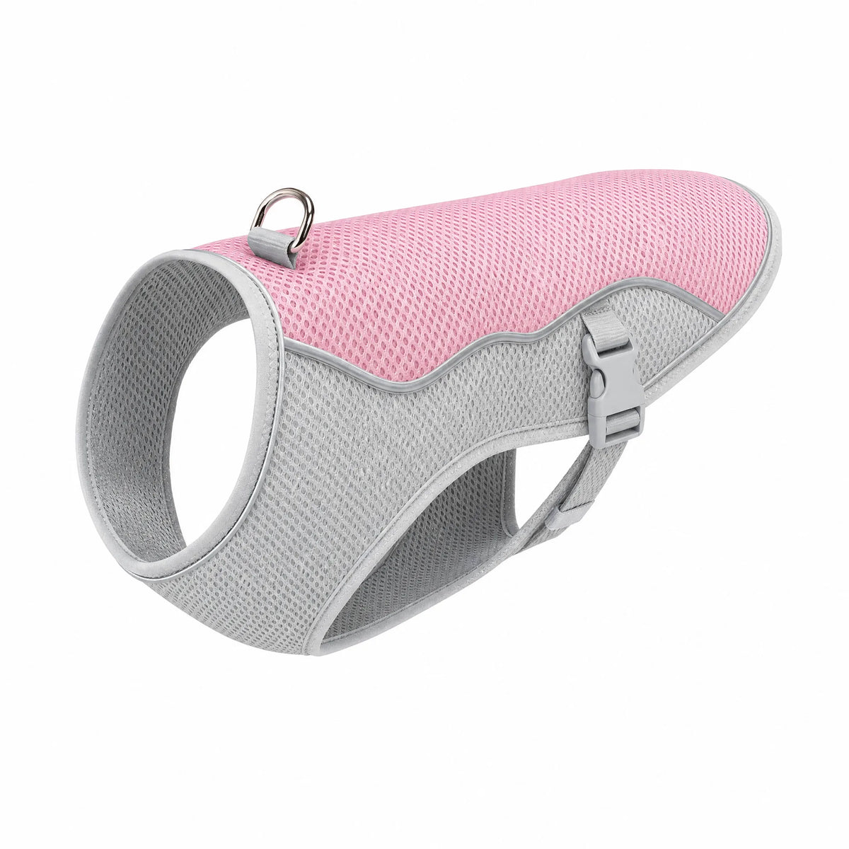 Giubbotto refrigerante cane colore rosa su sfondo bianco
