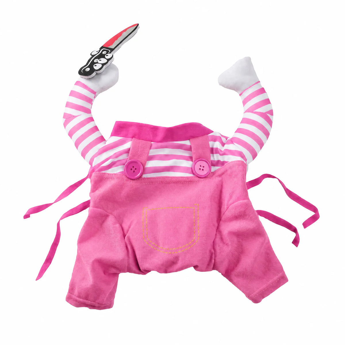 Costume halloween cane salopette Rosa con braccia imbottite