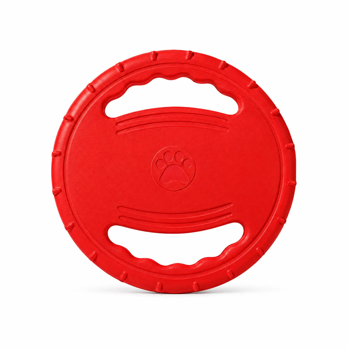 Frisbee per cani EVA colore rosso su sfondo bianco