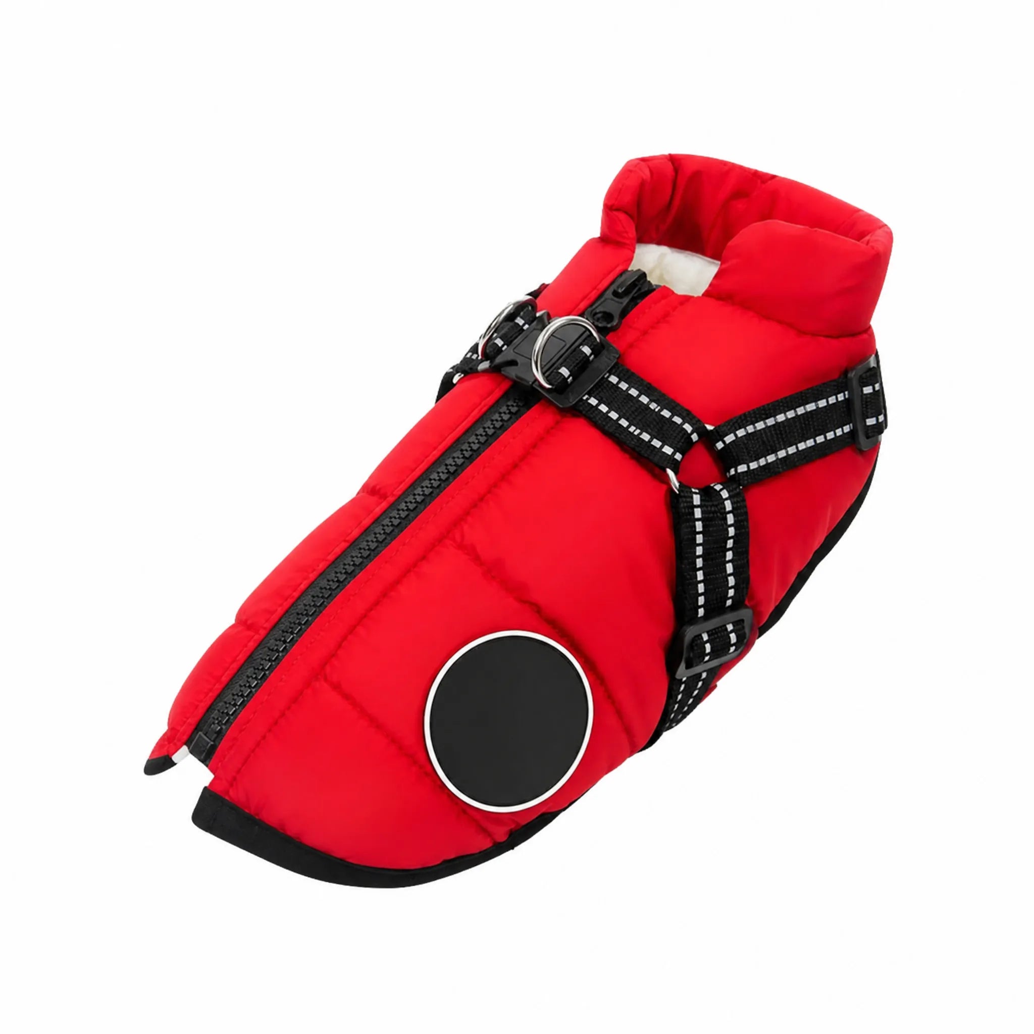 Gilet cane rosso con pettorina integrata