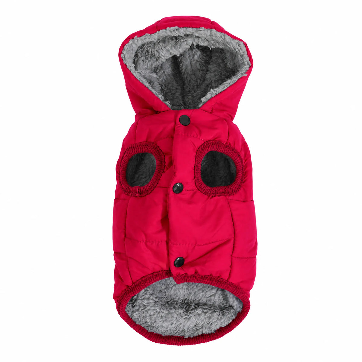 Cappottino cane imbottito rosso con cappuccio