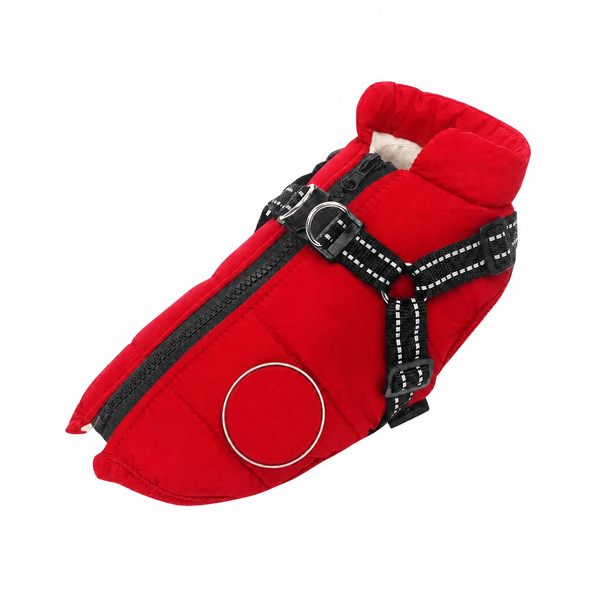 Cappottino cane Rosso con pettorina