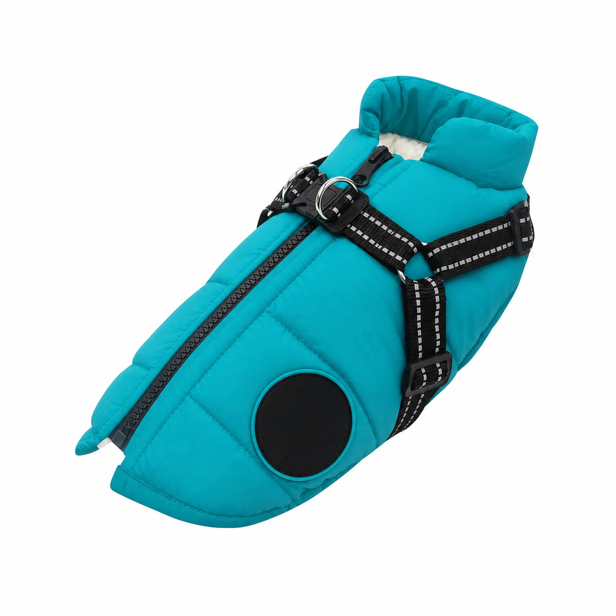 Gilet cane turchese con pettorina