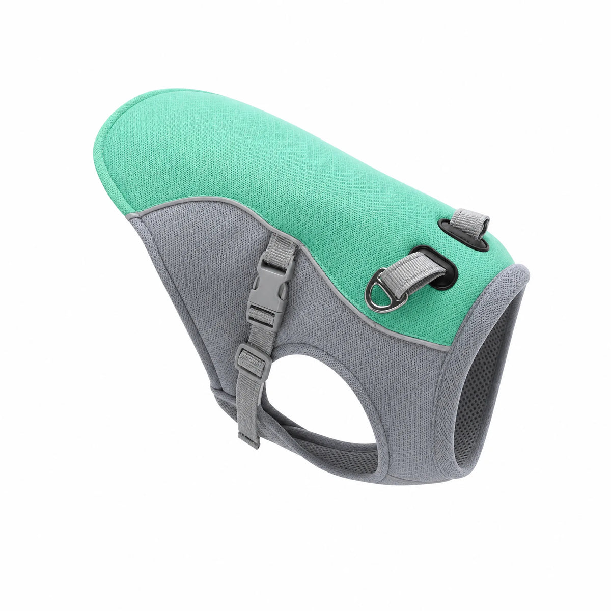 Giubbotto refrigerante cane colore verde su sfondo bianco