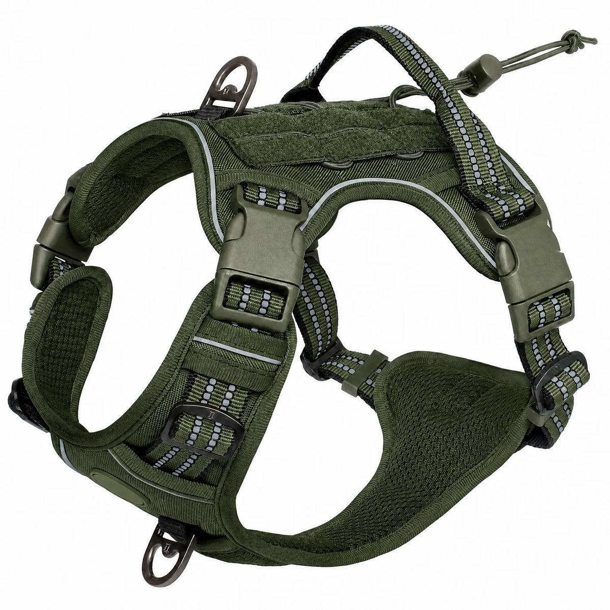 Pettorina tattica cane MOLLE colore verde militare studio