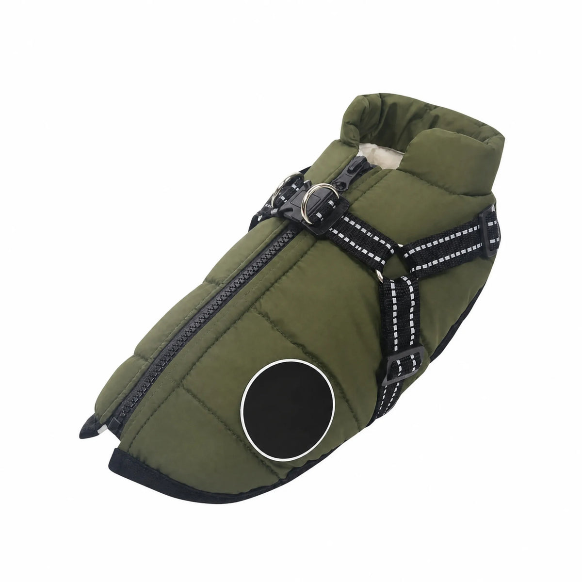 Gilet cane verde oliva con pettorina