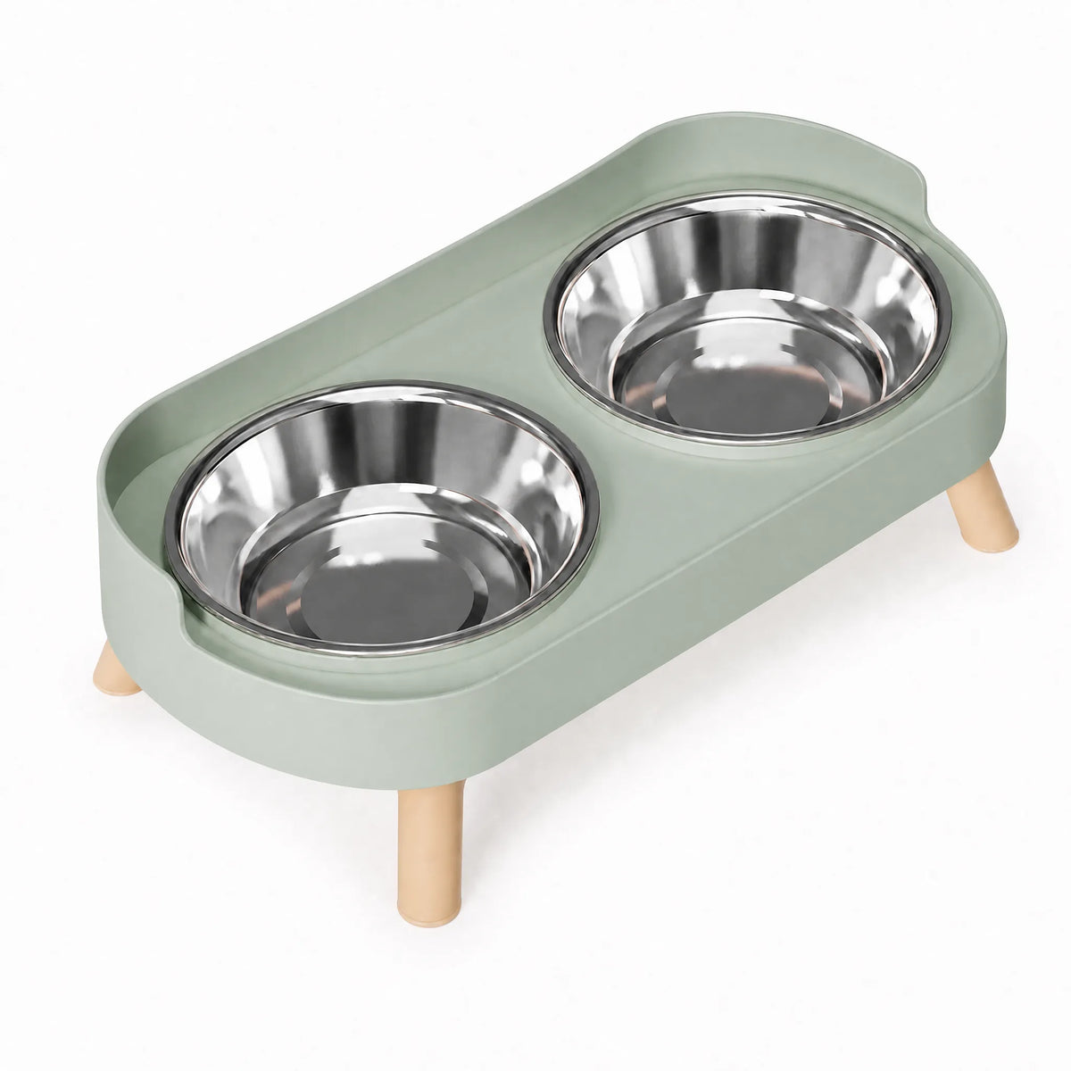 Ciotola rialzata cane verde inox con supporto collo