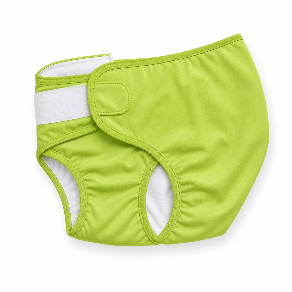 Pannolino lavabile per cani verde su sfondo bianco