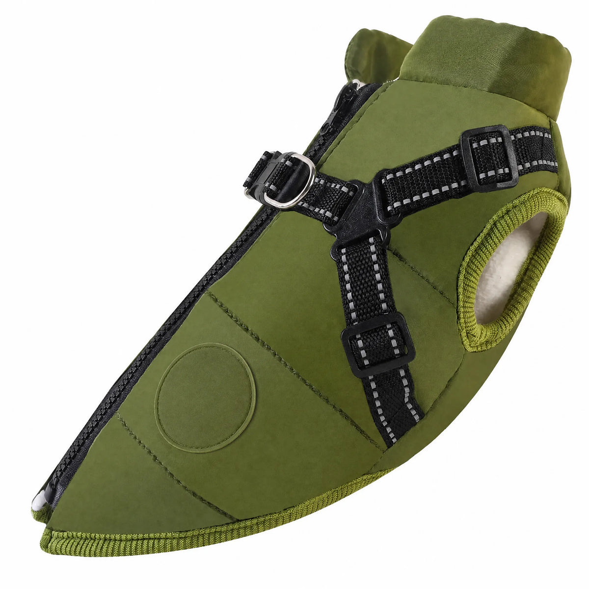 Cappotto cane impermeabile Verde con pettorina