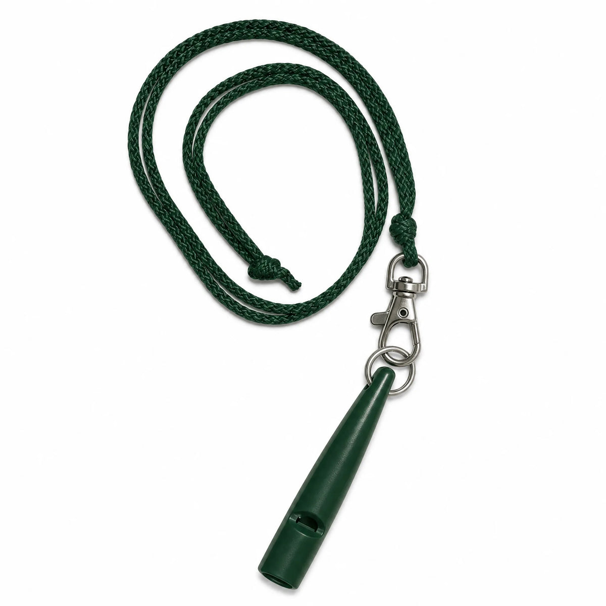 Fischietto per cani verde con cordino in tinta e moschettone