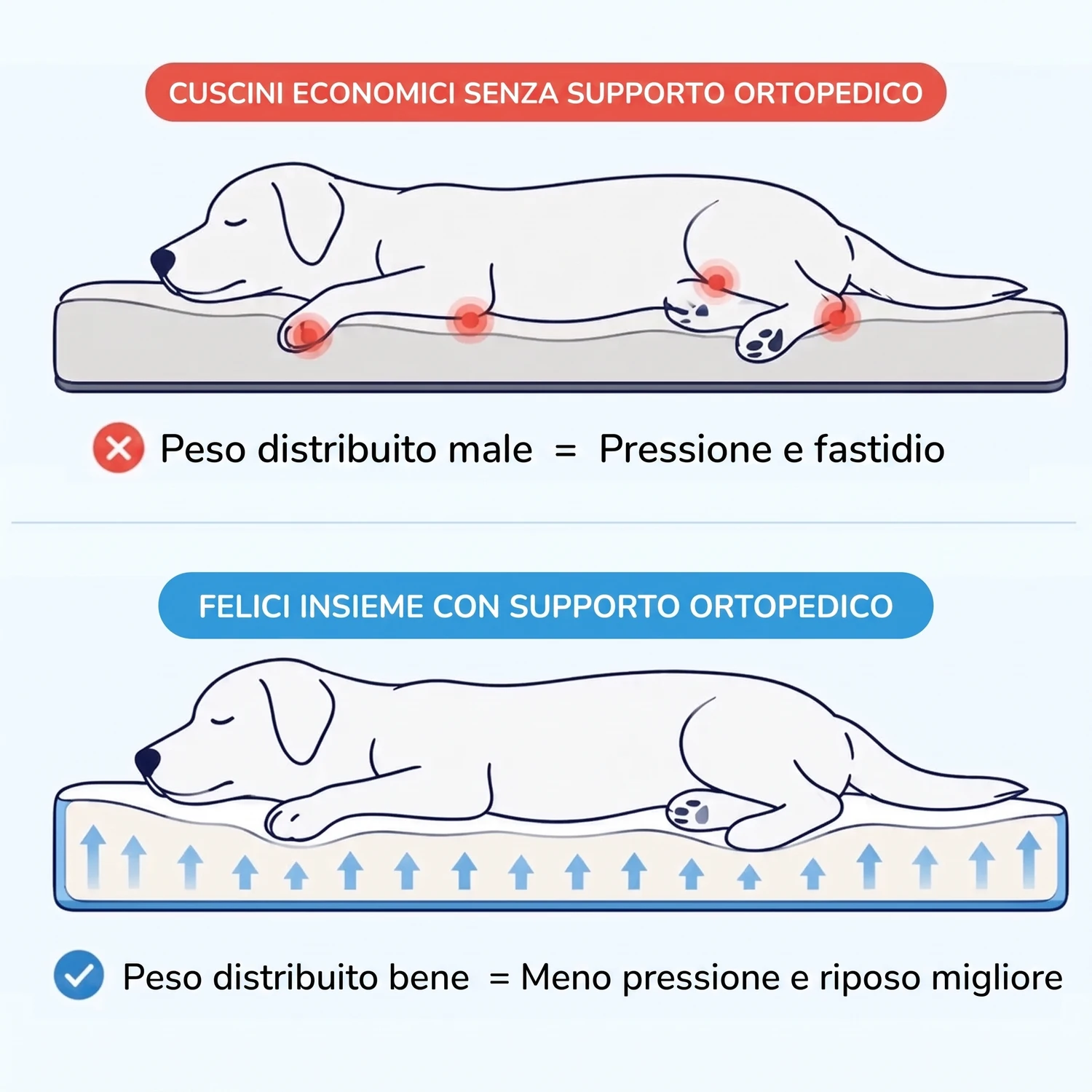 Cuscino per cani con sostegno ortopedico
