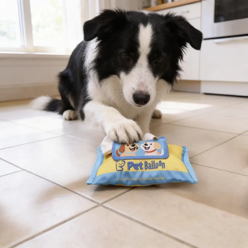 Border collie che usa il gioco olfattivo FiutaSnack per cercare i premietti nascosti